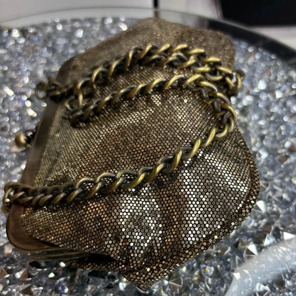 Express gold sequined evening bag clutch EUC - Picture 10 of 13